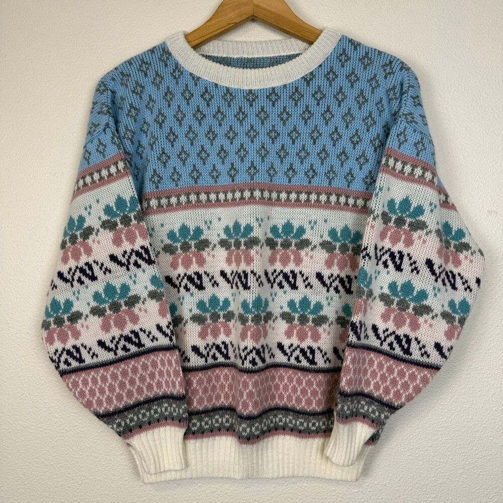 Vintage 80s Pastel Grandmacore Sweater Size Small